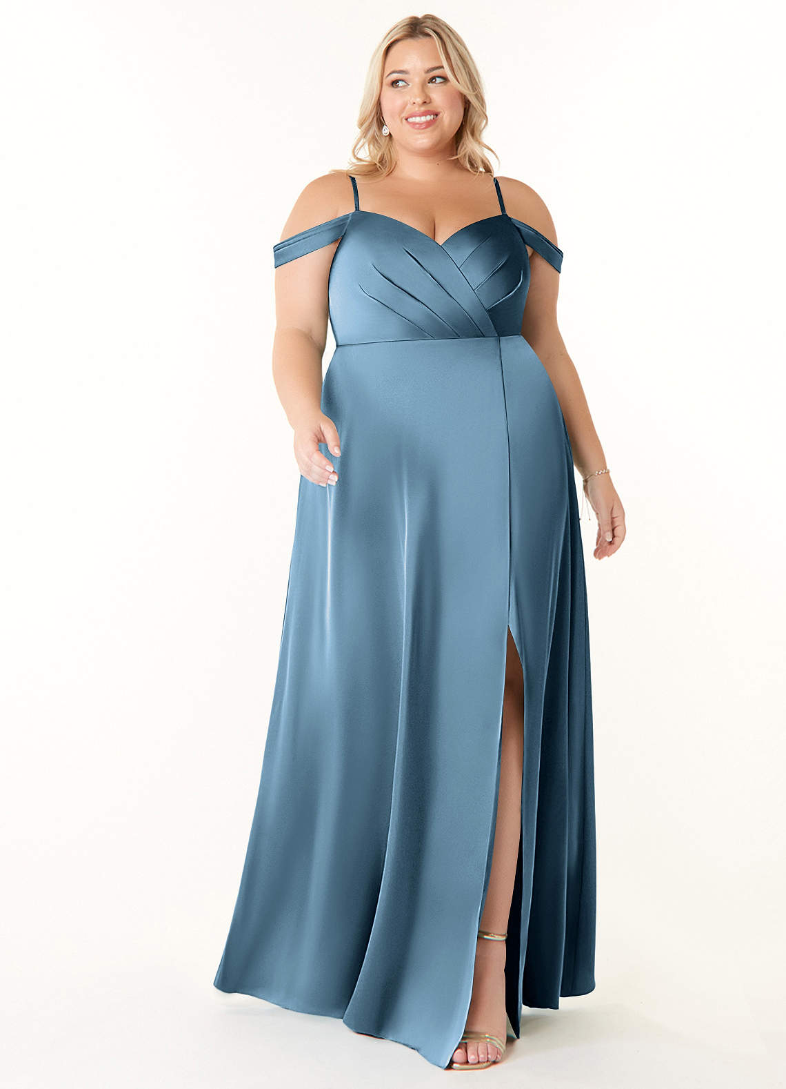 Ocean Stretch Satin Dress-AZ41961015-final sale