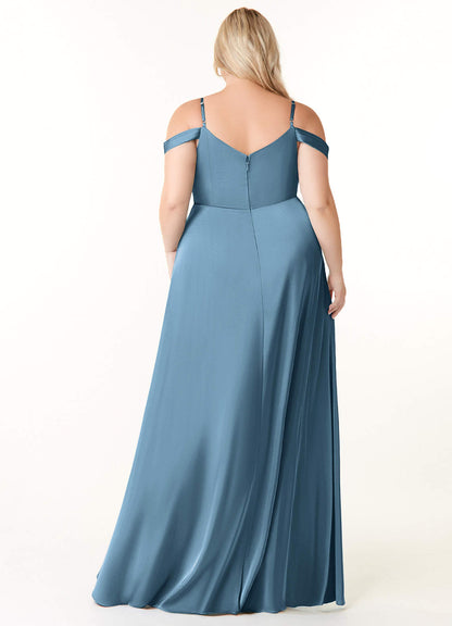 Ocean Stretch Satin Dress-AZ41961015-final sale