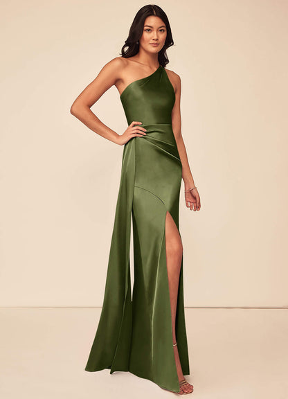 Maron Stretch Satin Dress-AZ61134968-final sale