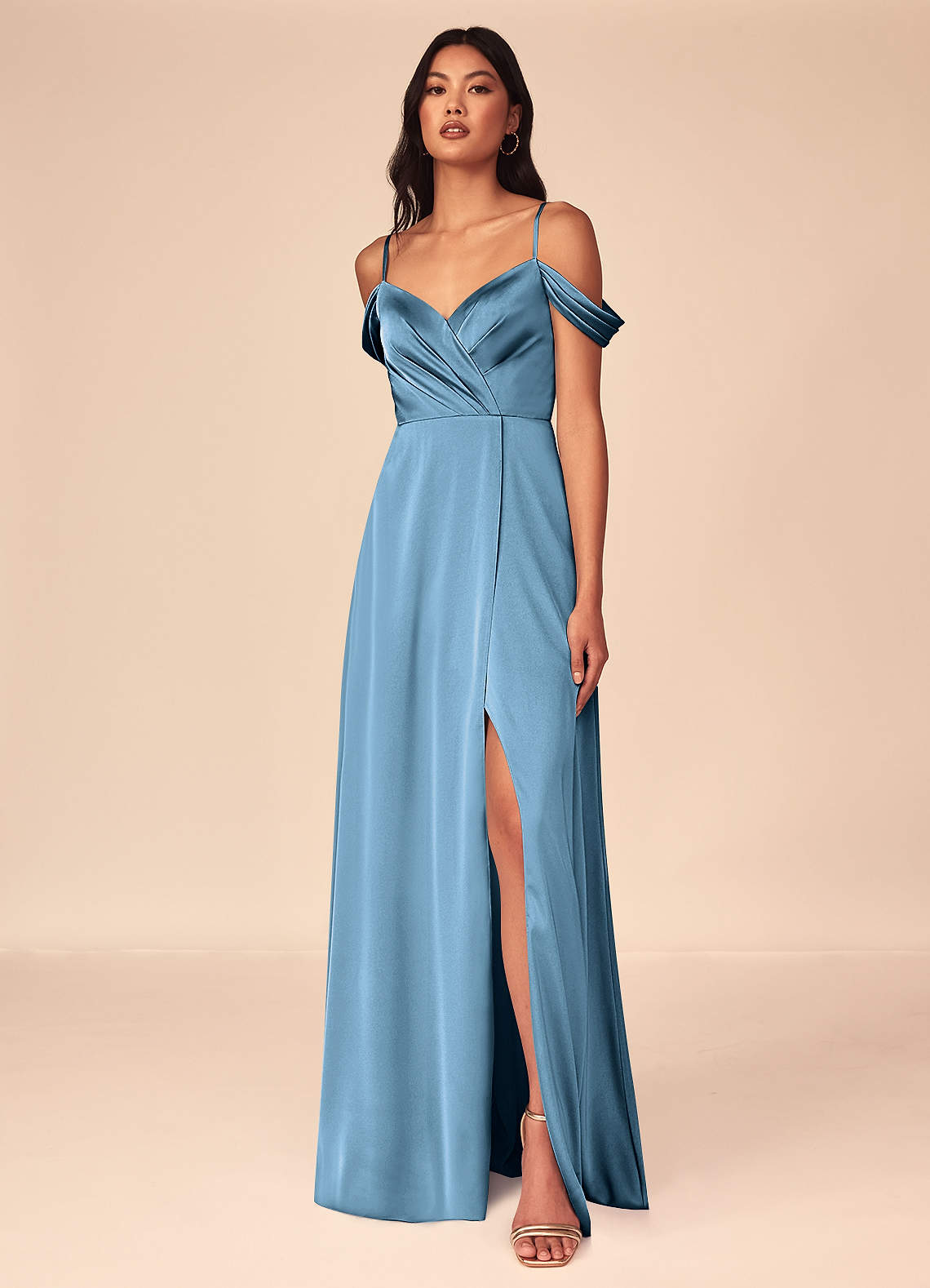 Ocean Stretch Satin Dress-AZ41961015-final sale