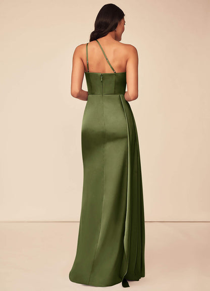 Maron Stretch Satin Dress-AZ61134968-final sale